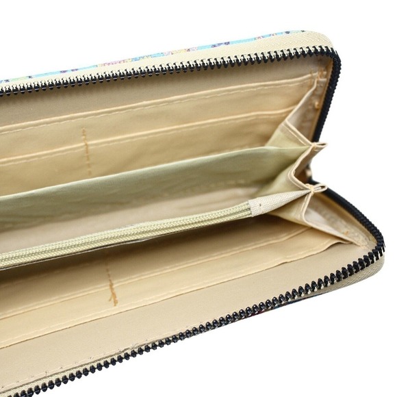 Turquoise Paisley Print Zip Wallet Clutch Easy to Hold and Carry 8 x4" - Hey Viv - Picture 4 of 5